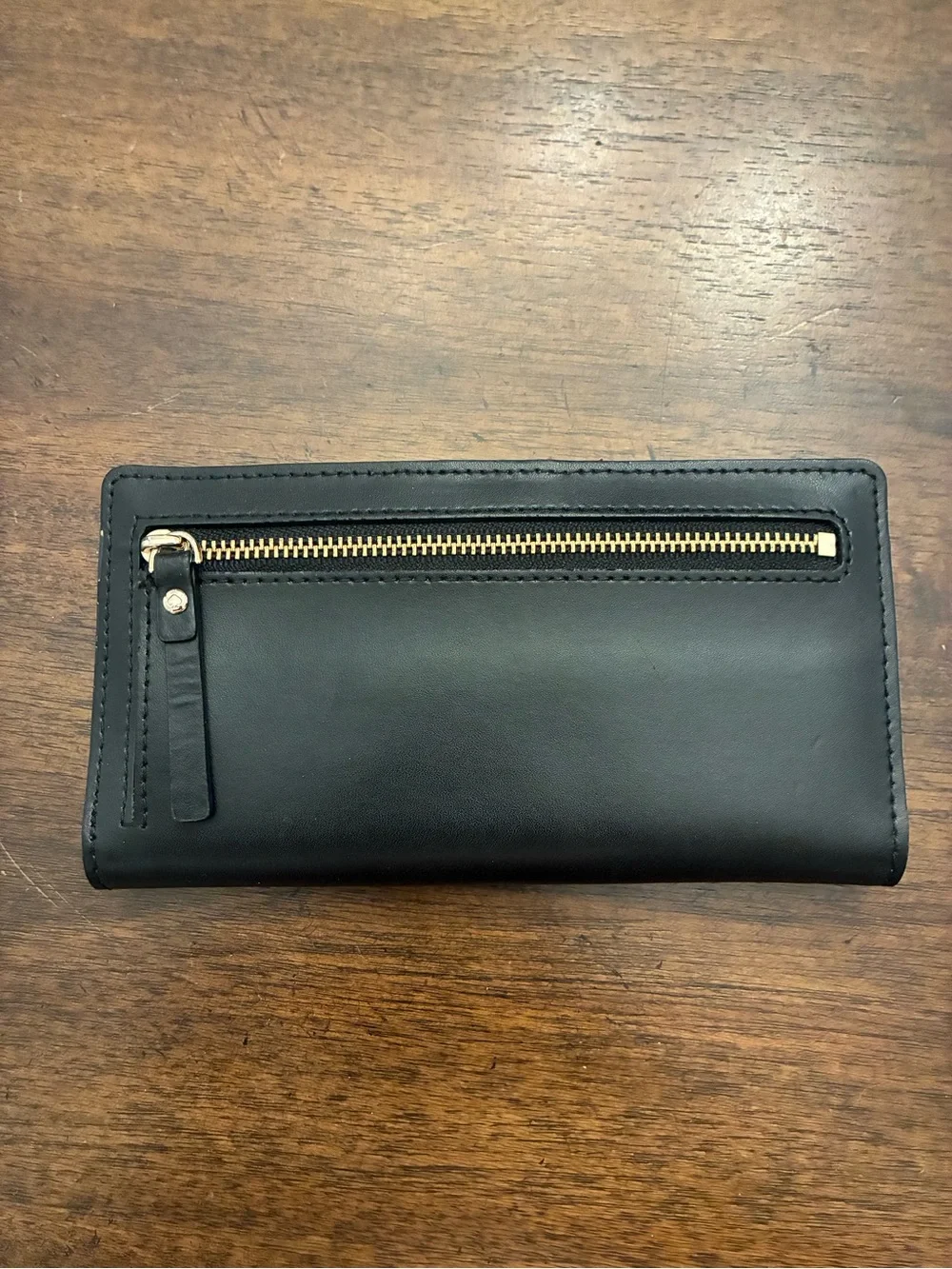 Kate Spade Wallet Bifold Black Hot Pink Gold Snap Zipper Leather